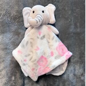Le Bebe Favorite Elephant Baby Security Blanket Lovey Pink Floral Gray *READ